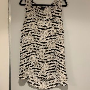 Torrid black & white striped floral tank top